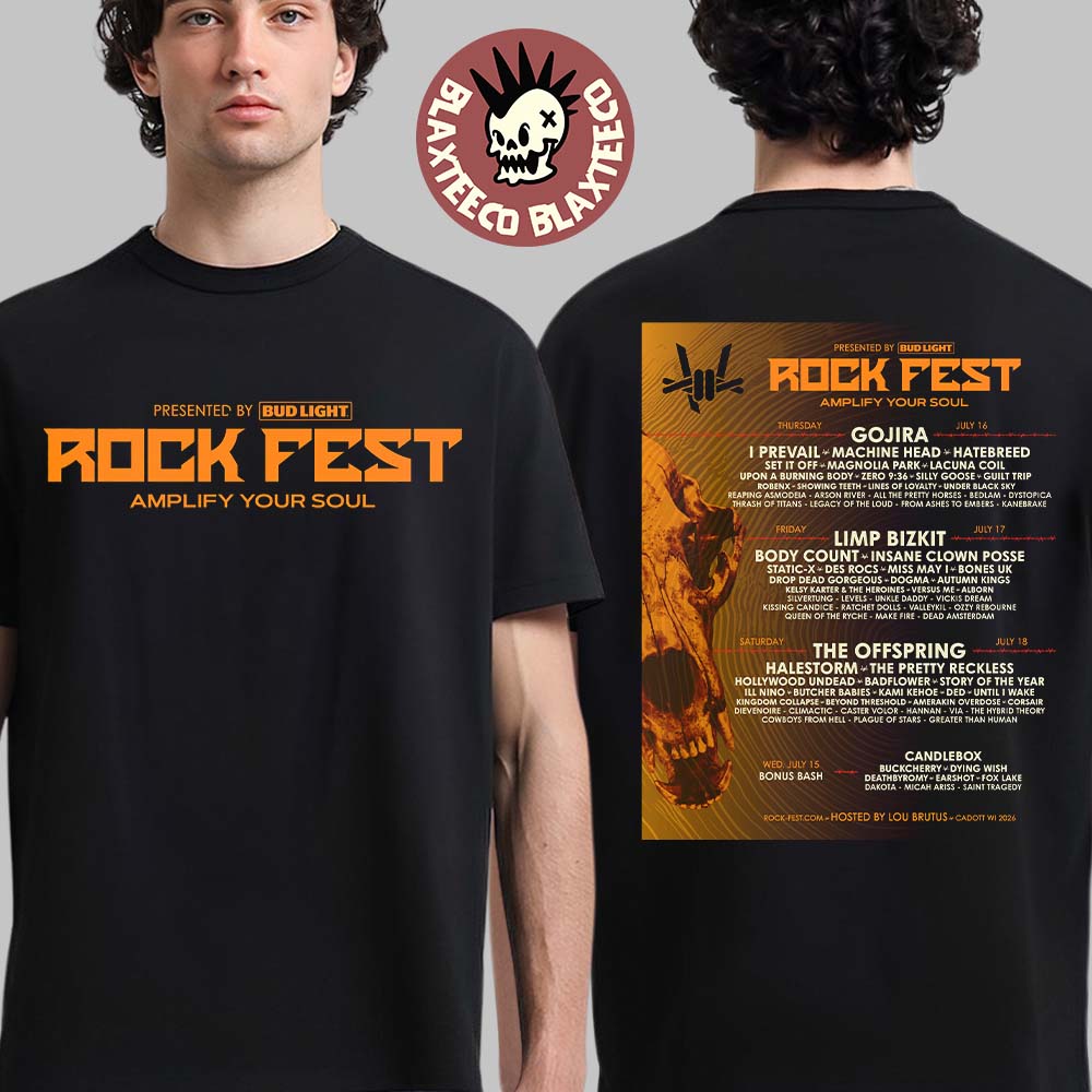 Rock Fest Wisconsin 2026 Amplify Your Soul Full Lineup On July 15 16 17 18 2026 In Cadott Wisconsin 2026 Two Sided T-Shirt
