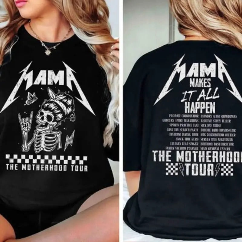 Rock Mama Motherhood Tour 2 Sided Shirt, Mama Sweatshirt, Motherhood Shirt, Mother's Day Shirt Hoodie | UrbanDripWear.com