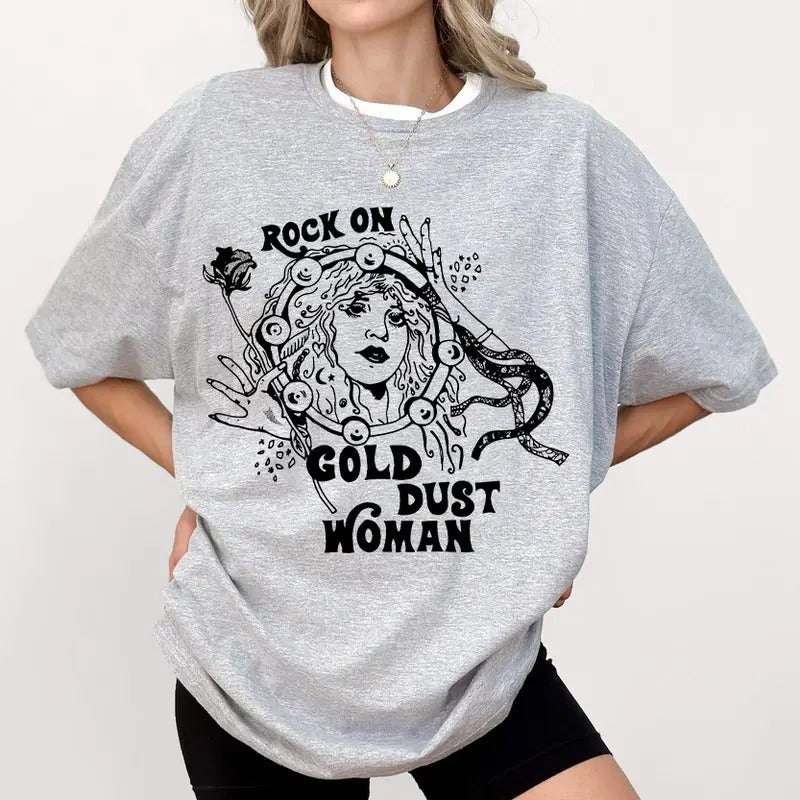 Rock On Gold Dust Woman Shirt Sweatshirt Hoodie, Stevie Nicks Shirt, Gift For Her | UrbanDripWear.com