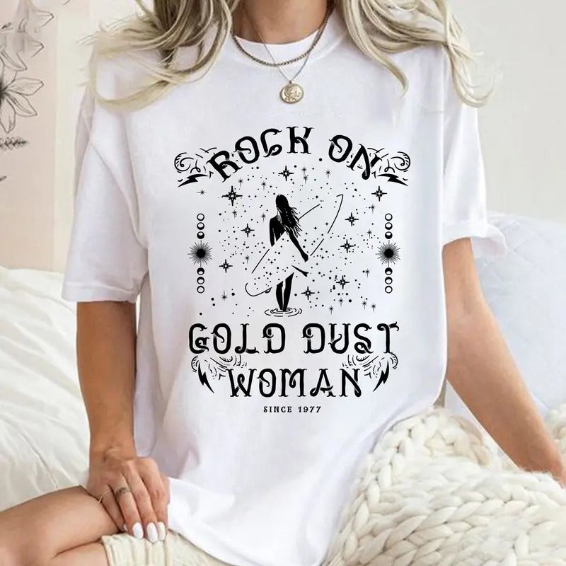Rock On Gold Dust Woman Shirt, Stevie Nicks Shirt Hoodie, Sweatshirt | UrbanDripWear.com