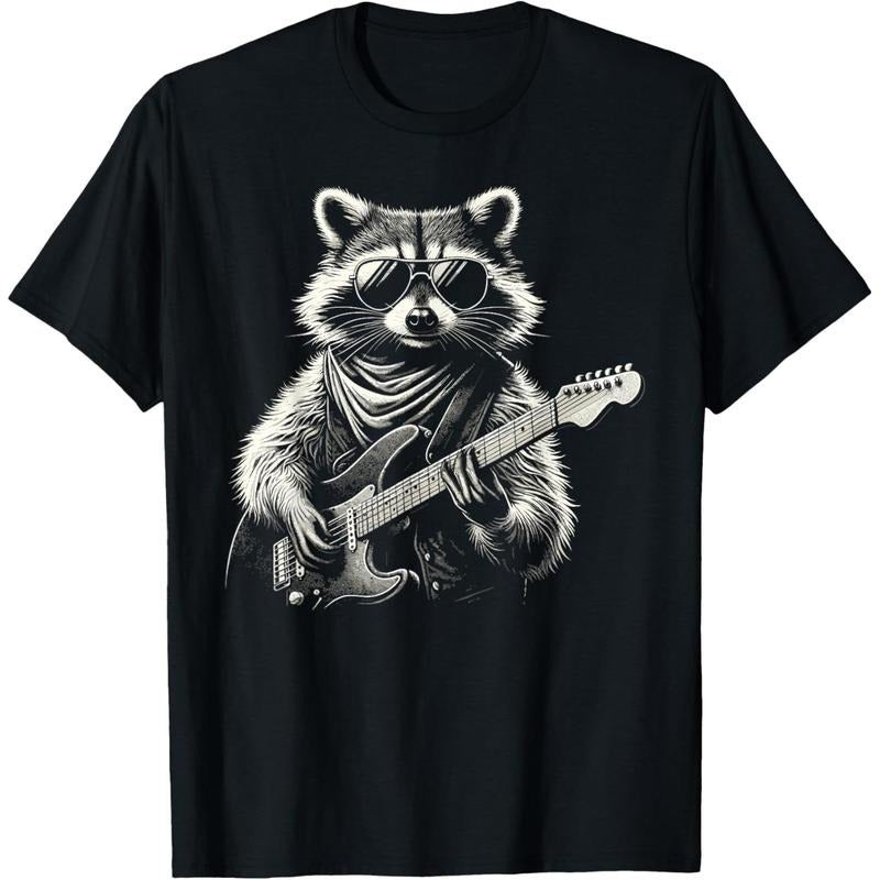 Rock On Raccoon Rock and Roll Vintage Guitarist Men Women T-Shirt made in us Hoodie, Sweatshirt | UrbanDripWear.com