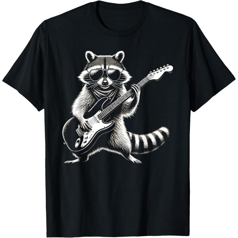 Rock On Raccoon Rock and Roll Vintage Guitarist Men Women T-Shirt made in usstyle{n002}2 Hoodie, Sweatshirt