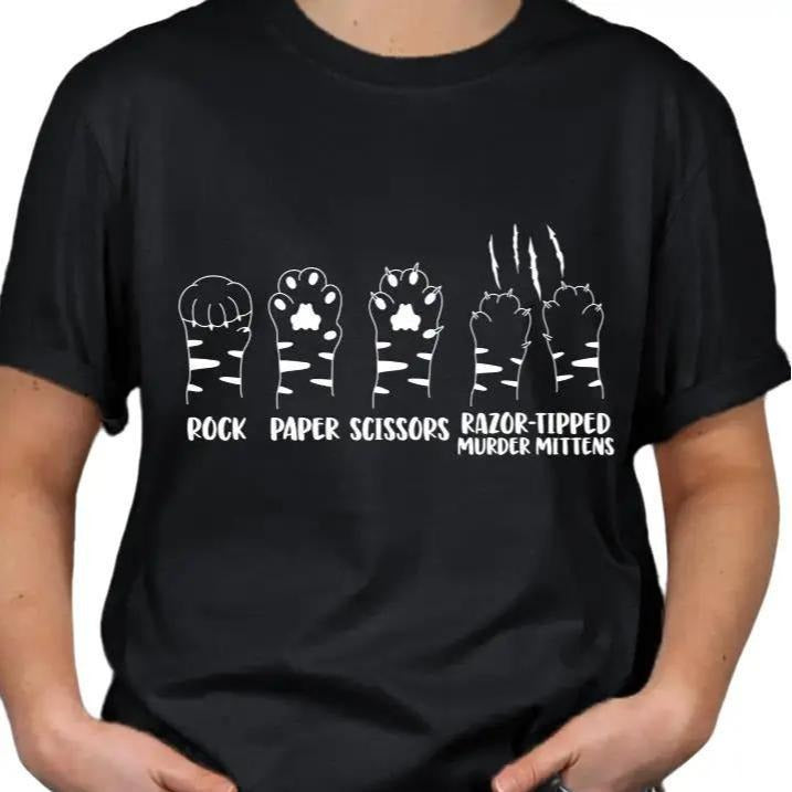 Rock Paper Scissors Funny Cat Casual Softstyle T-shirt Shortsleeve Streetwear women Hoodie, Sweatshirt | UrbanDripWear.com