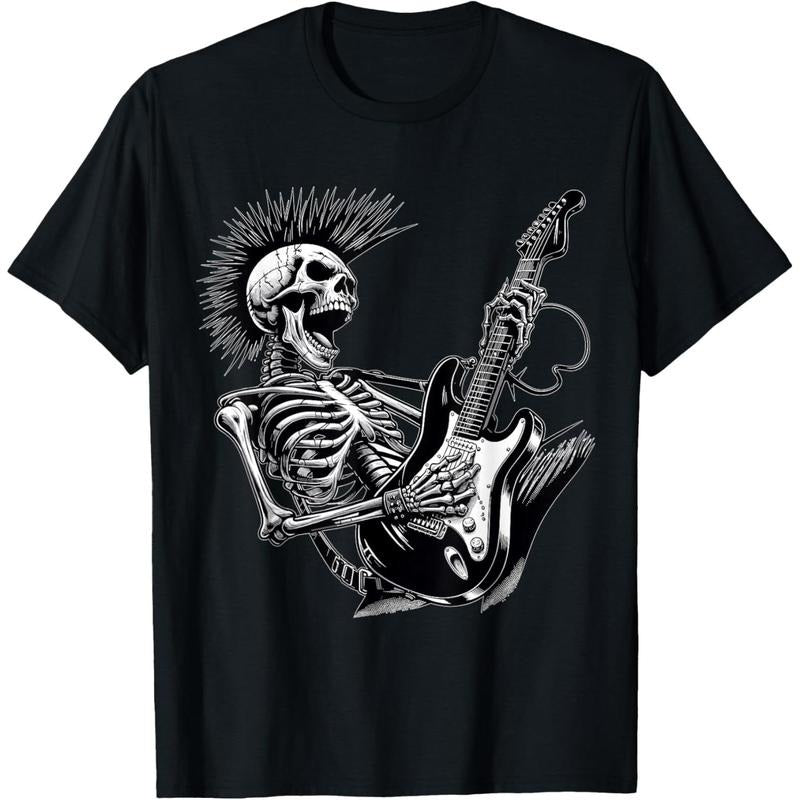 Rock and Roll Skeleton playing Guitar T-Shirt made in usa Hoodie, Sweatshirt | UrbanDripWear.com