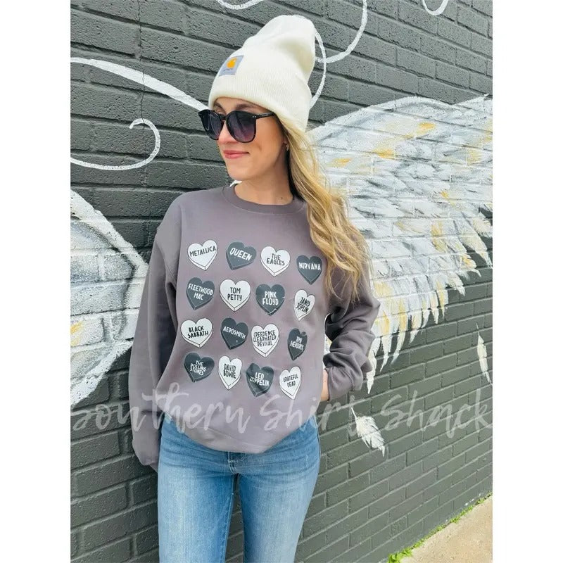 Rock n Roll Conversation Hearts Sweatshirt T-Shirts, Hoodie | UrbanDripWear.com