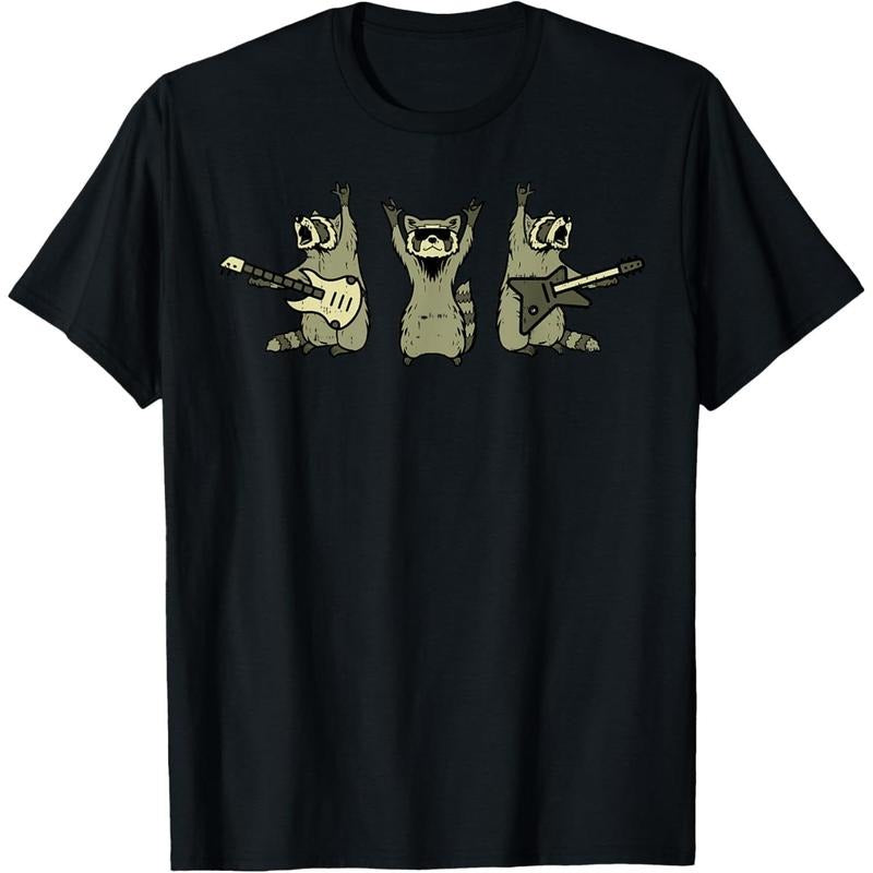Rocker Raccoon Guitar Cool Street Cat Rock Men Boys Kids T-Shirt made in us Hoodie, Sweatshirt | UrbanDripWear.com