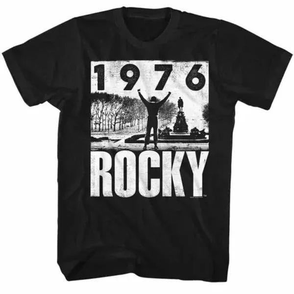 Rocky Movie 1976 Black & White Steps Of Philadelphia Museum Men's T Shirt Hoodie, Sweatshirt | UrbanDripWear.com