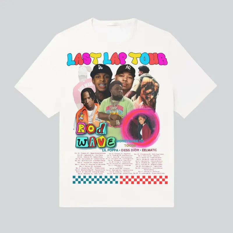 Rod Wave Last Lap Graphic Tour 2024 Rap Tee Shirt Big Face Money Bagg Poppa Toosiii Hoodie, Sweatshirt | UrbanDripWear.com