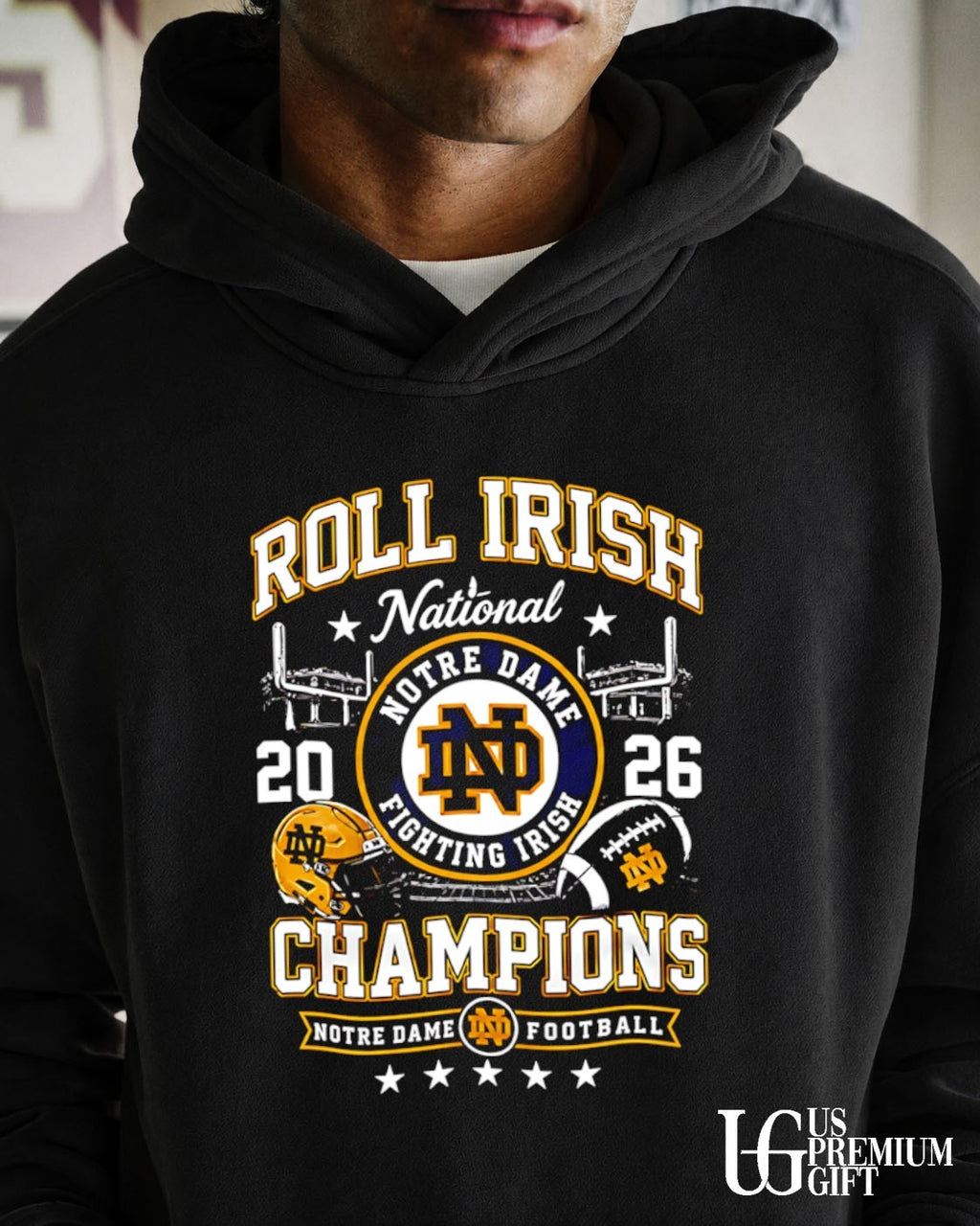 Roll Irish National Notre Dame Fighting Irish Football Champions 2026 shirt