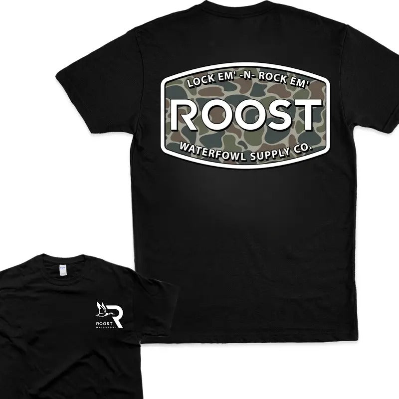Roost Waterfowl T-Shirt  Unique Camo Logo Cool Hunting Top Hoodie, Sweatshirt | UrbanDripWear.com