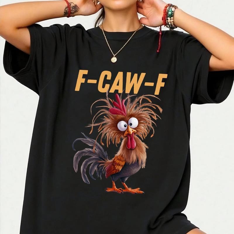 Rooster F-Caw-F Shirt, Chicken Middle Finger F-Caw-F Meme Shirt, F-CAW-F Chicken Humor Shirt,Silly Farm Animal Graphic...