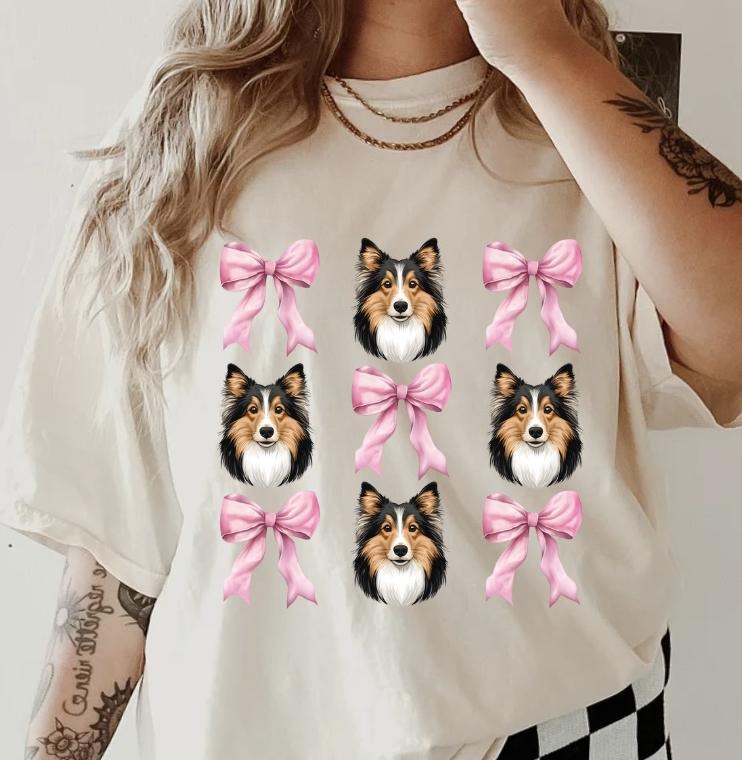 Rough Collie with Bows Sweatshirt ~ Sweatshirt Unisex Apparel Relaxed Fit Printed in the USA Clothing Womenswear Casual...