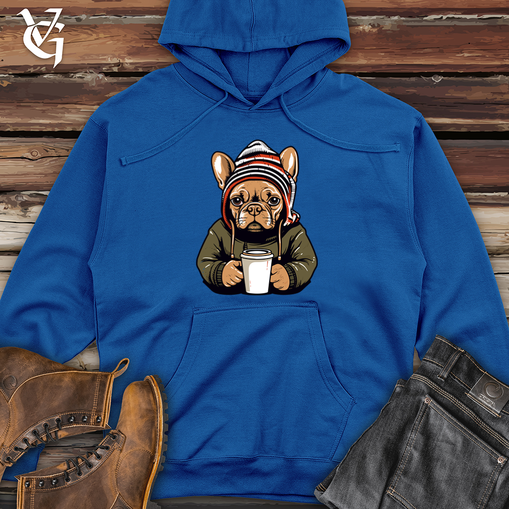 Vintage Coffee Lover Frenchie Midweight Hooded Sweatshirt