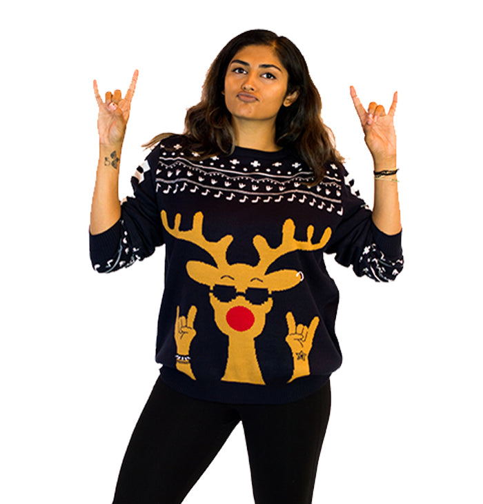 Rockin’ Rudolph Ugly Christmas Sweater Womens