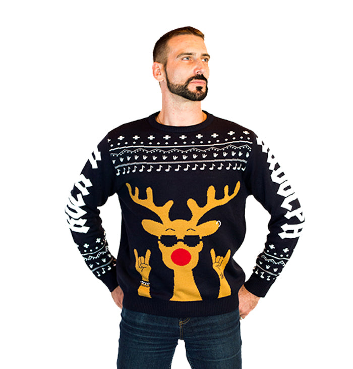 Rockin’ Rudolph Ugly Christmas Sweater Men’s