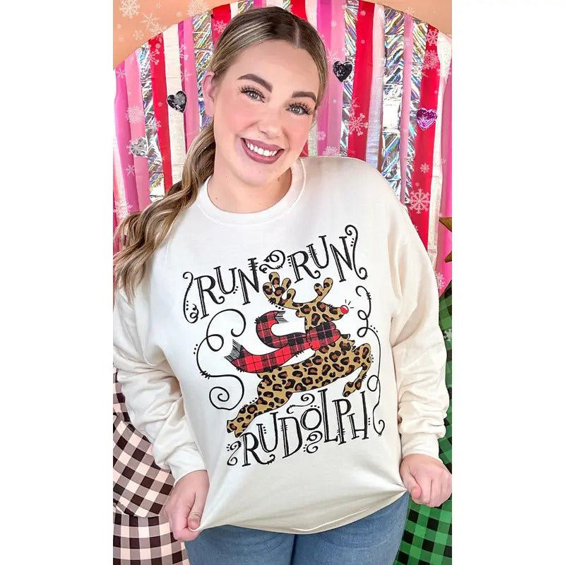 Run Run Rudolph Christmas Graphic Sweatshirt T-Shirts, Hoodie | UrbanDripWear.com