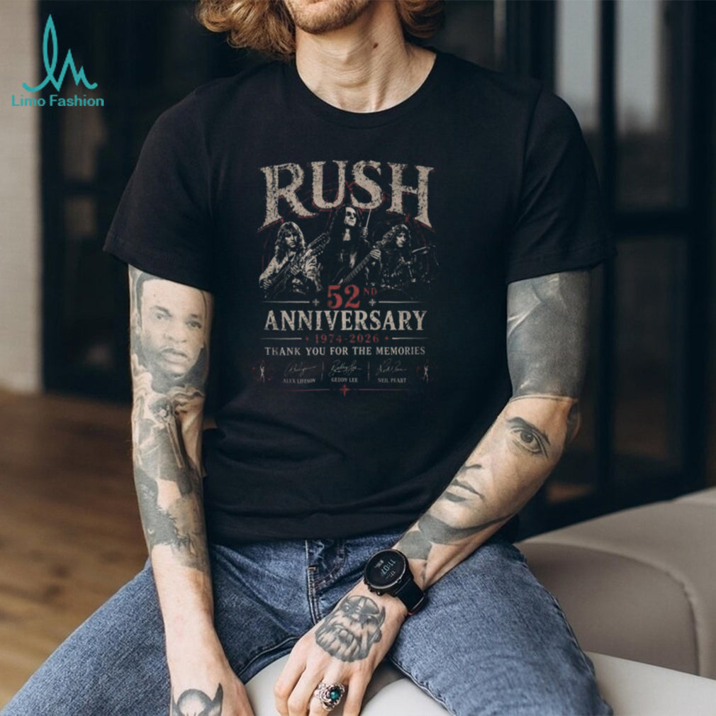 Rush Band 52nd Anniversary 1974 2026 Signatures Tribute T Shirt