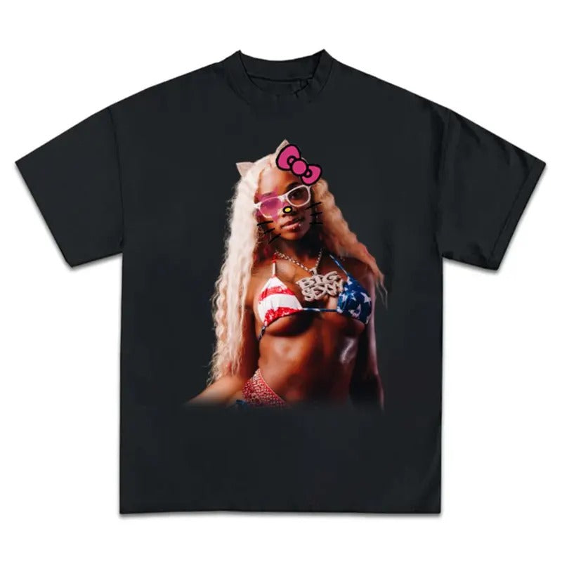 S Red Kitty Super Star Graphic Rap Tee Shirt Streetwear New Design Hoodie, Sweatshirt | UrbanDripWear.com