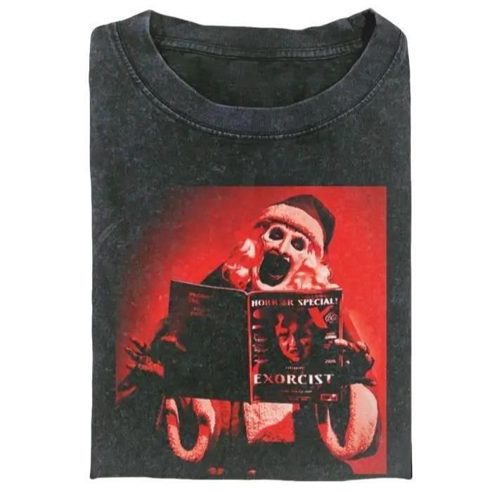 SCARY CHRISTMAS ART CLOWN T-SHIRT, Graphic T-shirt, Y2K 90s Graphic Shirt, gift for her, him, Womenswear Top, funny...