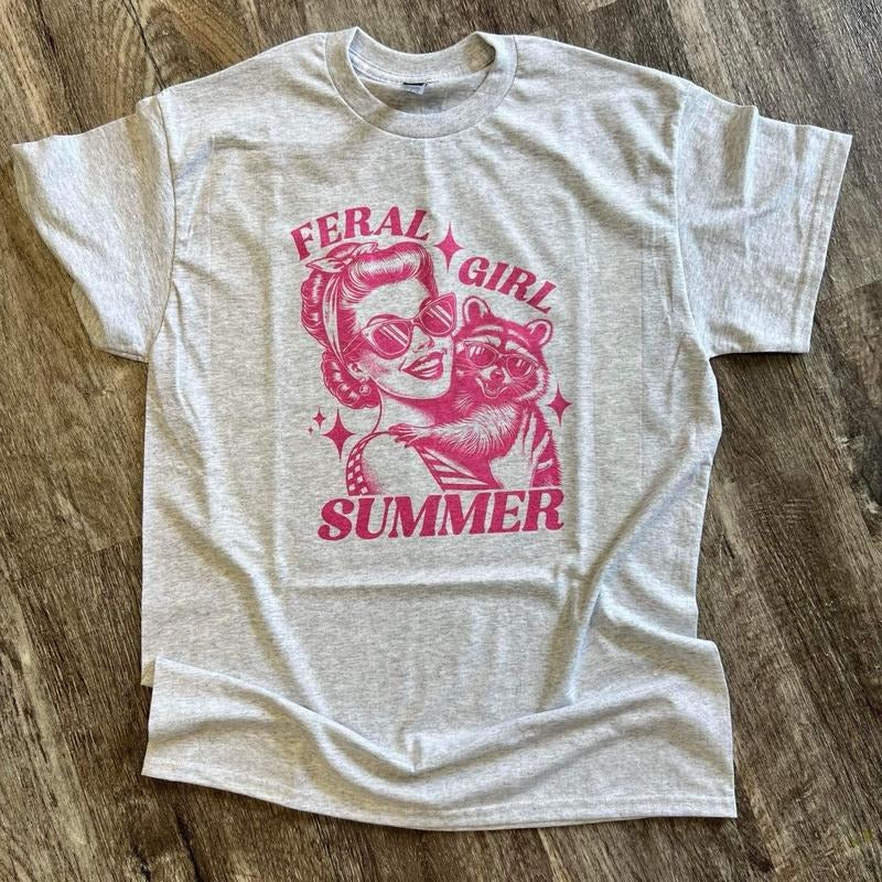 SINGLE SHIRT - FERAL GIRL SUMMER - Funny Shirt - Raccoon Shirt - Summer Tee Hoodie, Sweatshirt | UrbanDripWear.com