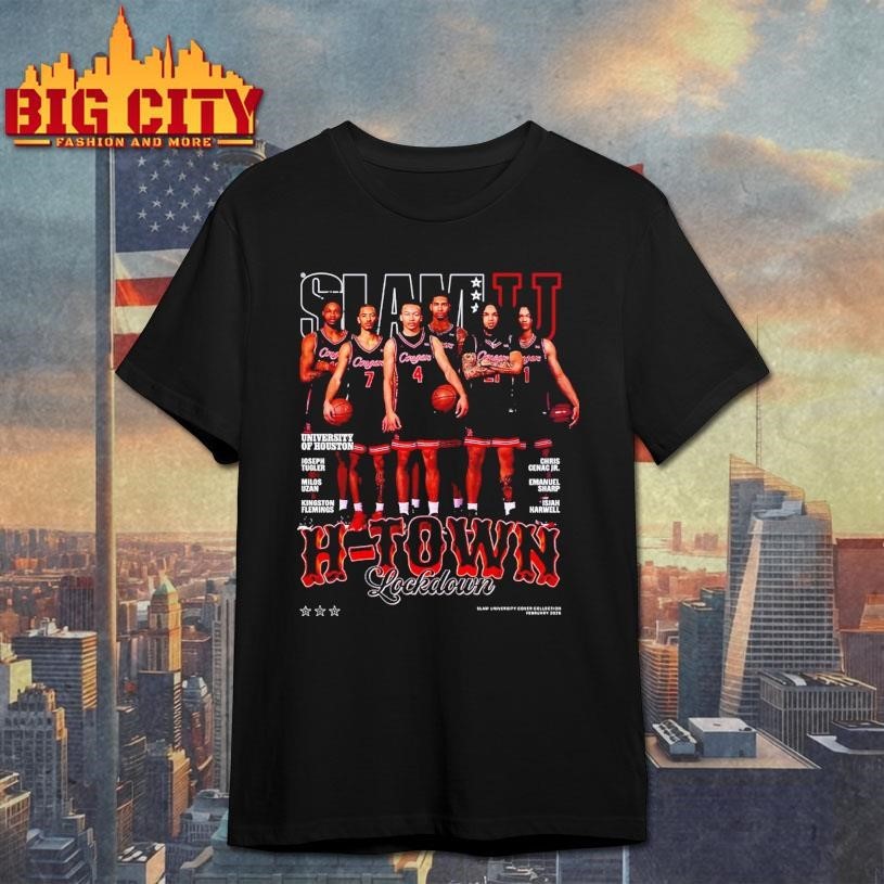 SLAMU 20 Houston Cougars H Town Lockdown Magazine Cover Shirt