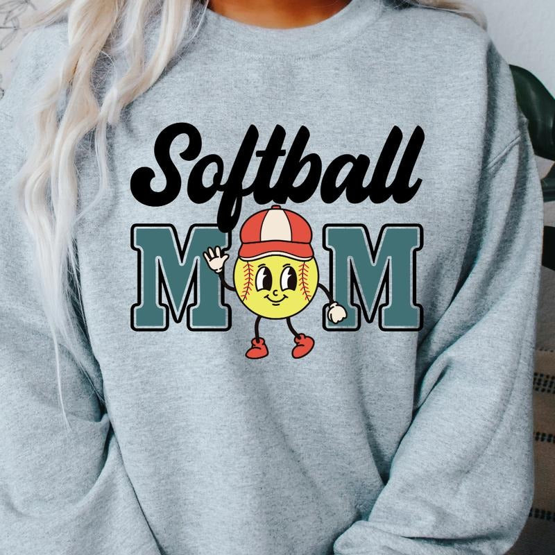 SOFTBALL MOM CREWNECK ( FOOTBALL CREWNECK CASUAL CREWNECK SWEATSHIRT, RUNS TRUE TO SIZE GO UP ONE SIZE FOR THE OVERSIZED...