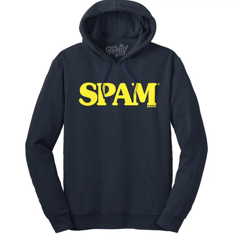SPAM Logo Hooded Sweatshirt - Navy Blue T-Shirts, Hoodie | UrbanDripWear.com