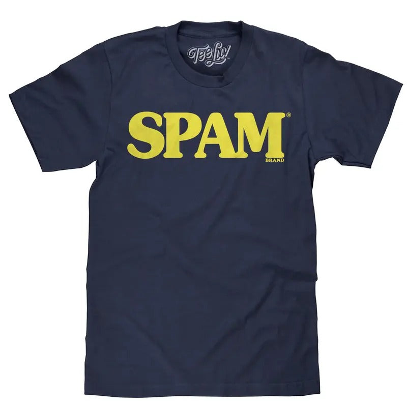 SPAM Logo T-Shirt - Navy Hoodie, Sweatshirt | UrbanDripWear.com