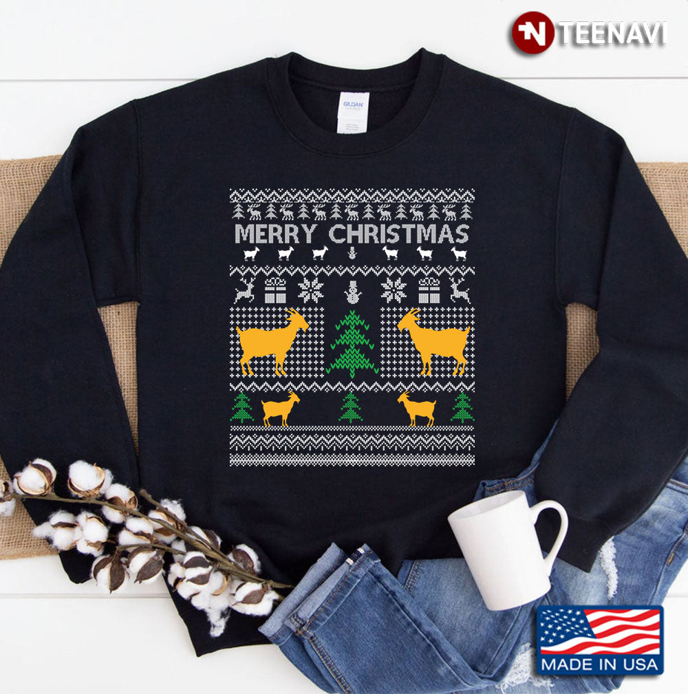 Goat Ugly Christmas Sweater Goat Santa Costume Christmas Sweatshirt