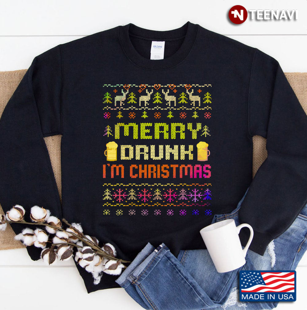 Merry Drunk Ugly Christmas Sweater Christmasparty Sweatshirt