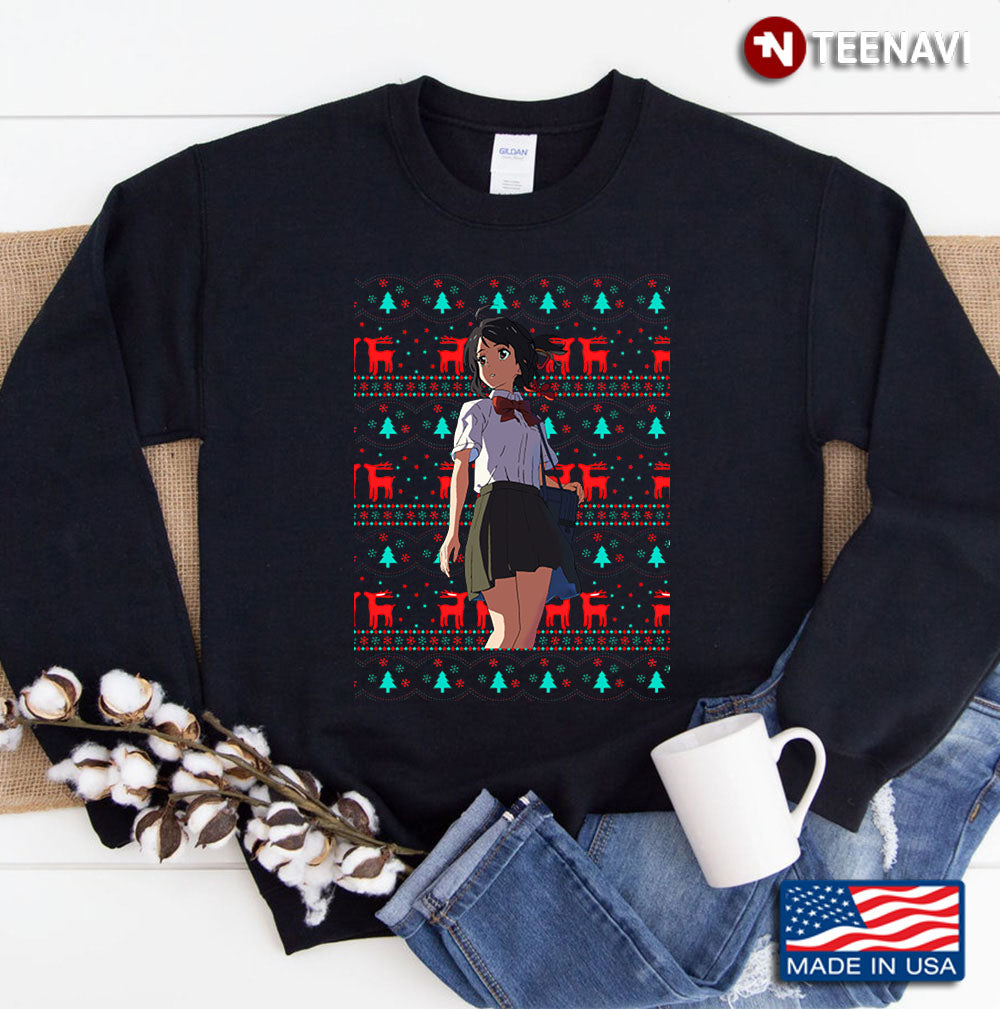 Ugly Christmas Sweater Anime Girl Sweatshirt