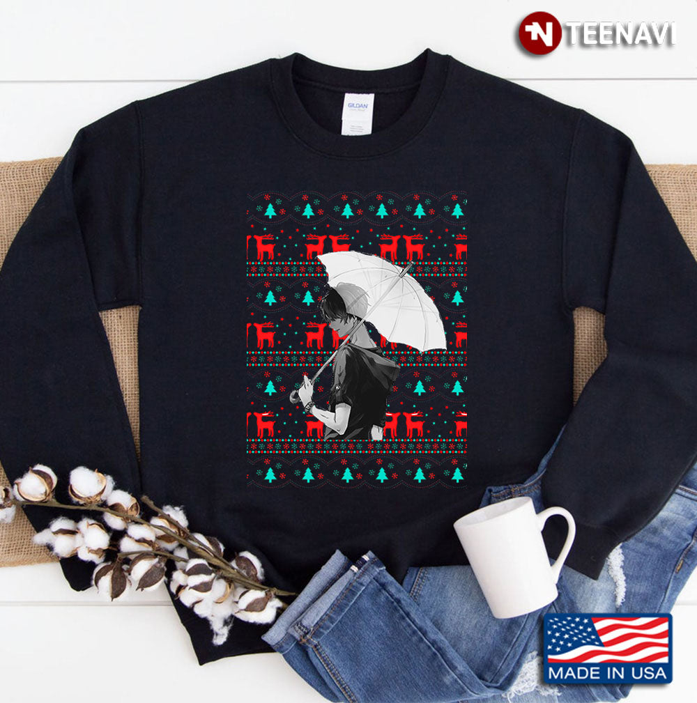 Ugly Christmas Sweater Anime Guy Sweatshirt