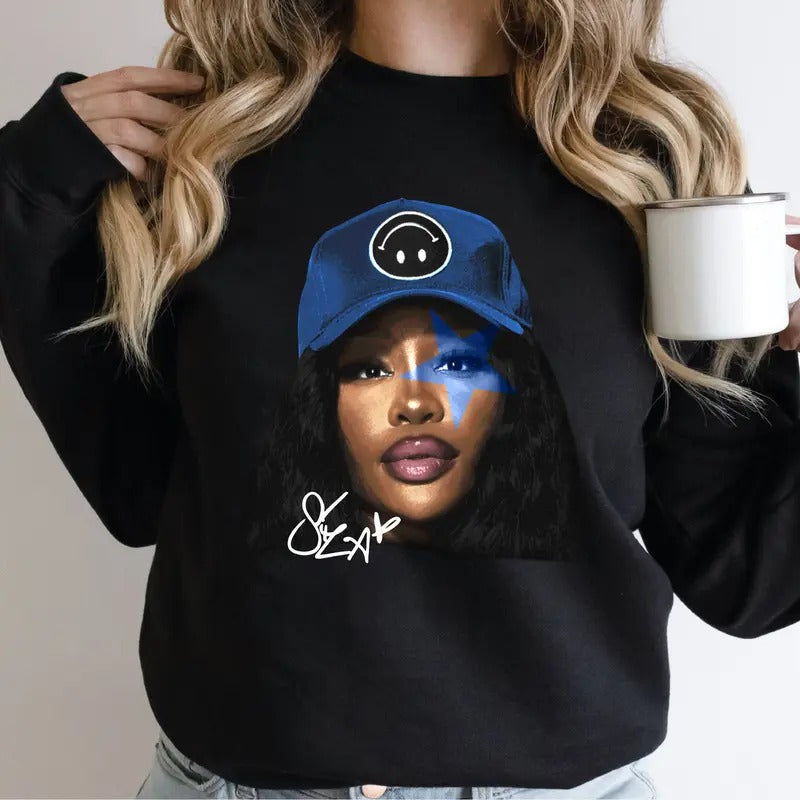 SZAAA Blue Star Big Face Rap Sweatshirt T-Shirts, Hoodie | UrbanDripWear.com