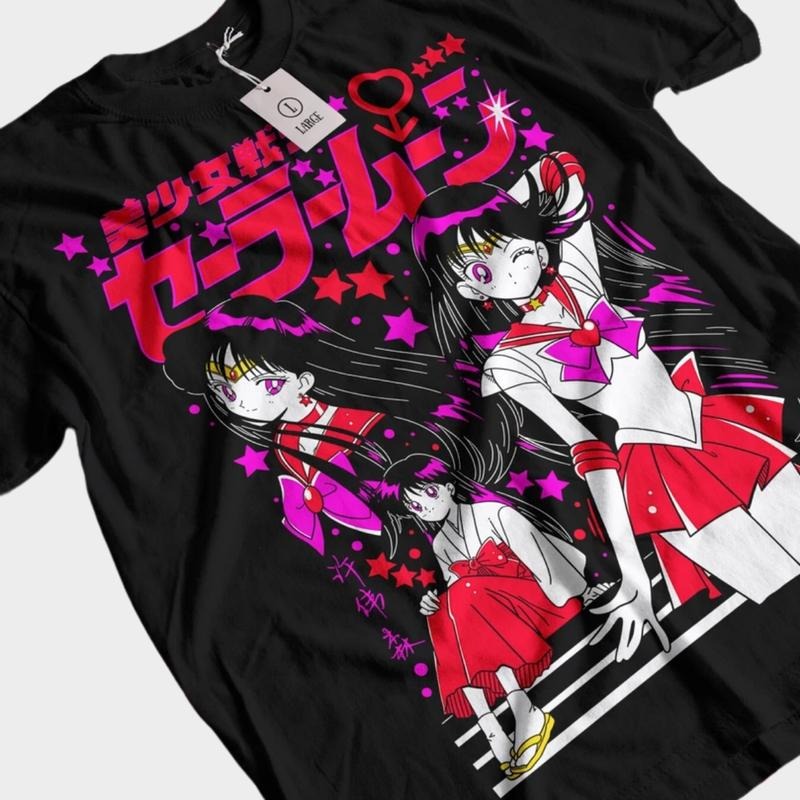 Sailorr Moon Anime T-shirt & Sweatshirt, Sailor Mars Graphic Tee, Vintage Oversized Unisex Streetwear, Manga Gift For Men...