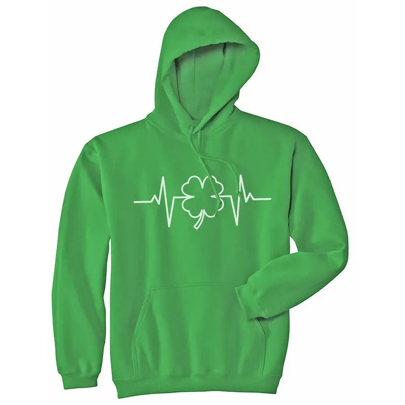 Saint Patricks Heart Beat Hoodie Funny St Paddys Day Parade Green Shenanigans Graphic Sweatshirt Funny Hoodies Saint...