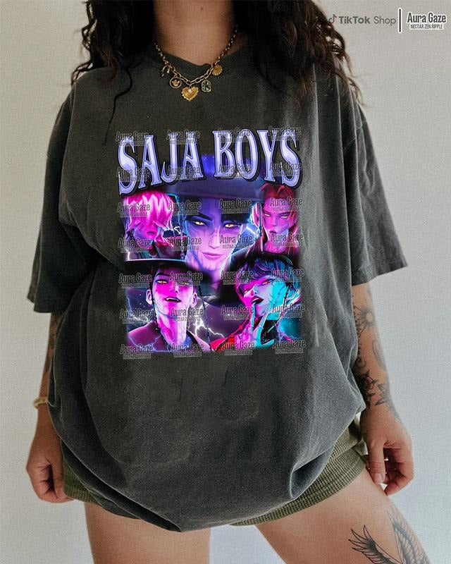 Saja Boys - Demon ver | KPop Demon Hunters Comfort Colors Unisex Tshirt For Fan, KPop Demon Hunters Retro Bootleg Shirt,...