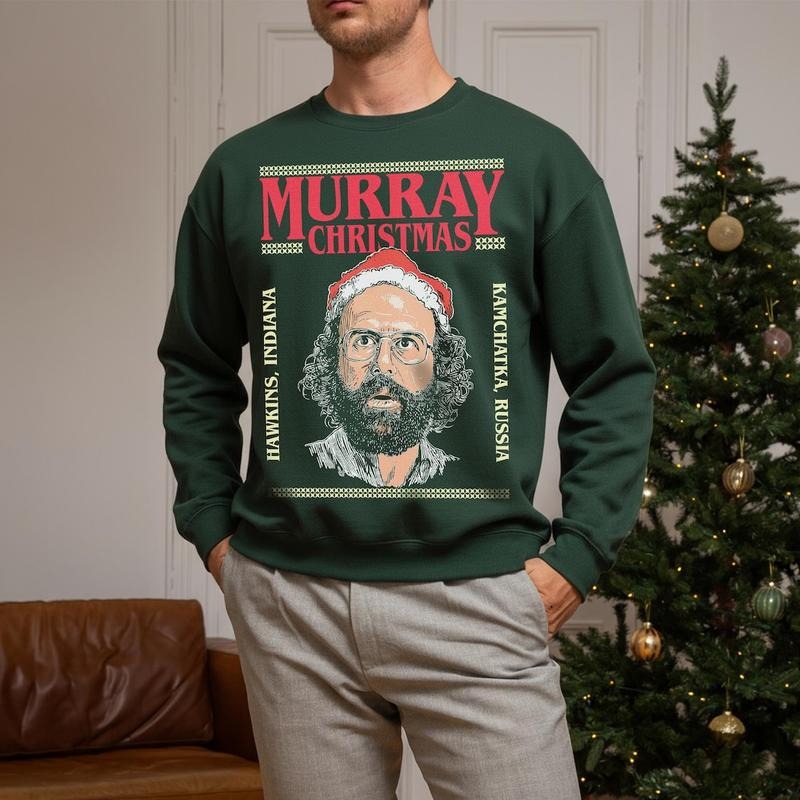 [ Sale Up To 40%] Stranger Christmas Sweatshirt, Funny Murray Hawkins Ugly Xmas Sweater T-Shirts, Hoodie | UrbanDripWear.com