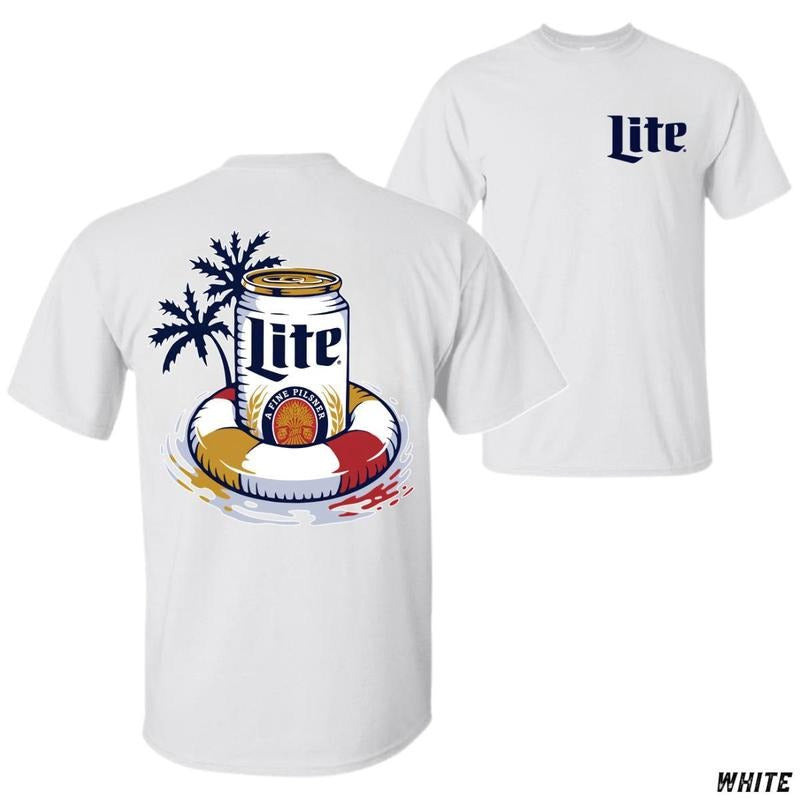 Lite T-shirt Refreshing Beer Can And Lifebuoy Graphic Perfect For Beach Lovers And Beer Enthusiasts Unisex Casual Tee Fun...