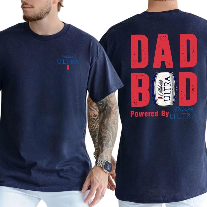 Michelob Ultra Dad Bod Powered By Beer Graphic Tee Unisex Funny Father's Day T-shirt