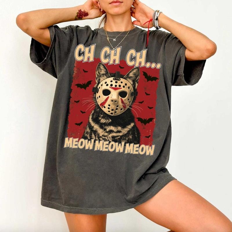 Comfort Color Jasonn Cat Halloween , Halloween Shirt , Vintage Halloween, Horror movie character , Halloween Horror...
