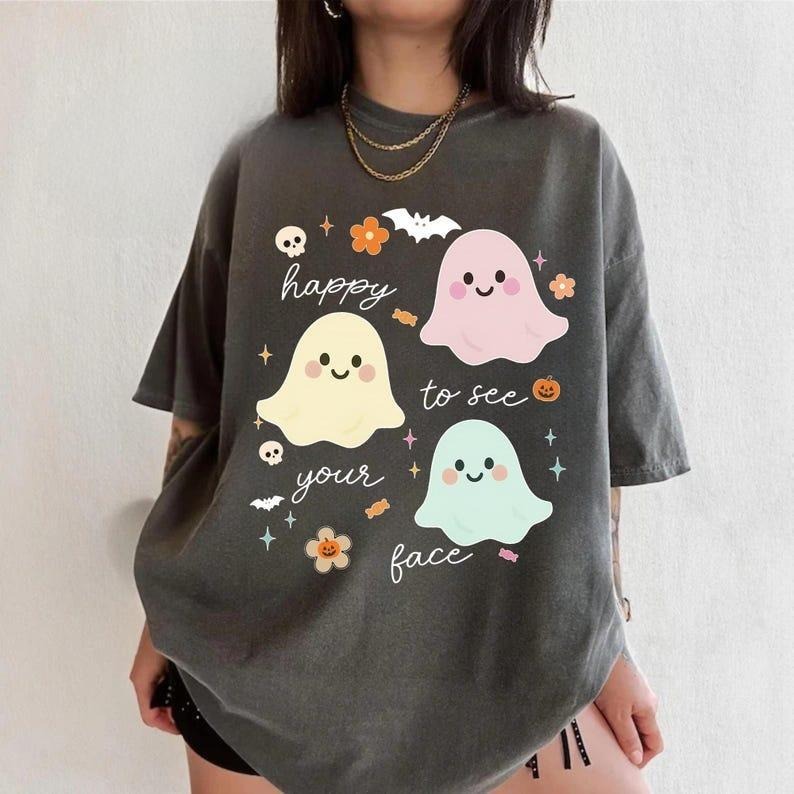 Comfort Colors Teacher Halloween Shirt, Happy To See Your Face Shirt, New Teacher Gift, Back to School Shirt,Cute Teacher...
