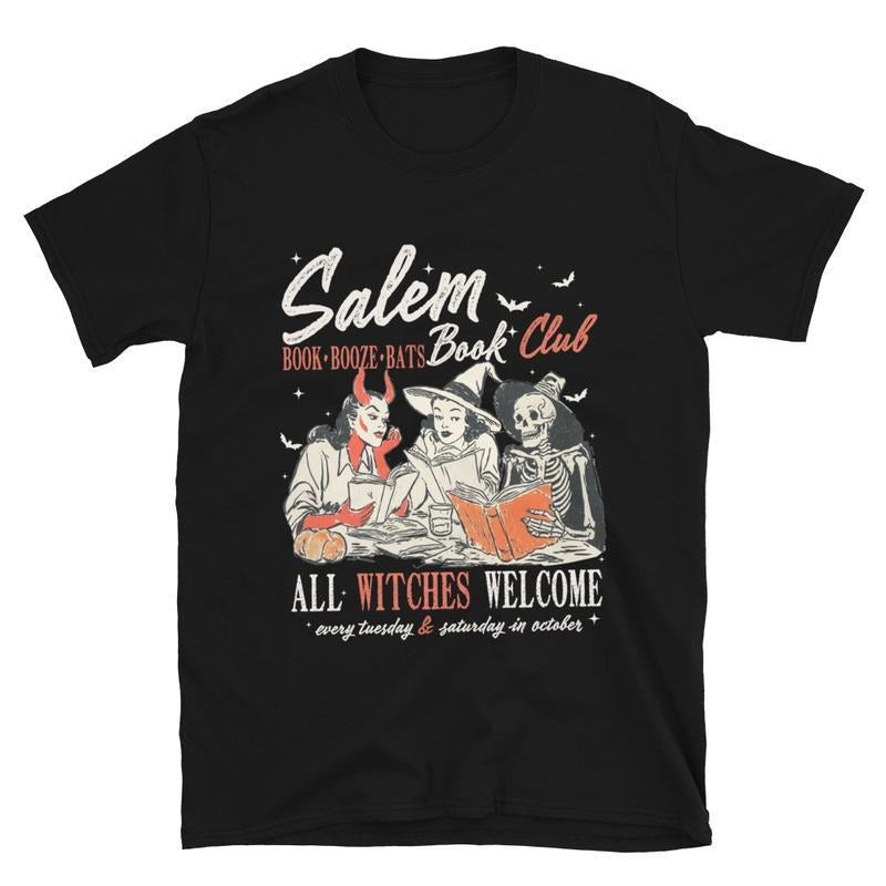 Salem Book Club Unisex Short Sleeve T-Shirt Printed in the USA Hoodie, Sweatshirt | UrbanDripWear.com