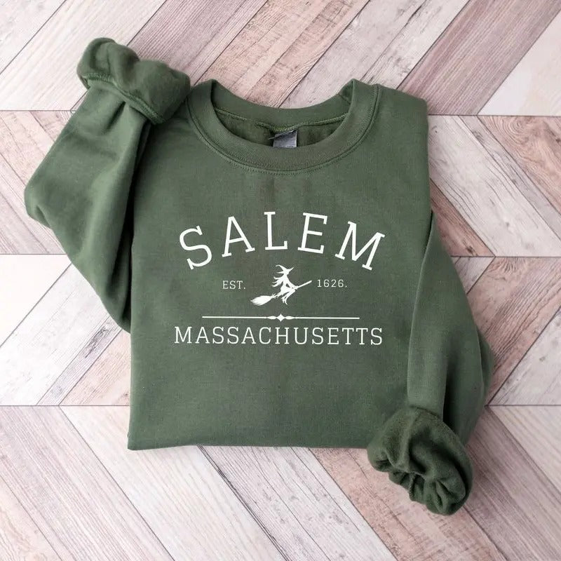 Salem Massachusetts, Crewneck Halloween Sweatshirt on Sand Color Gildan, Hocus Pocus sweatshirt, Halloween sweatshirt...