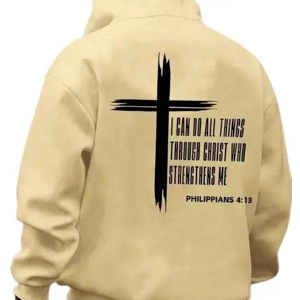 [Saleup to 75%] Men's Christ Cross & Letter Print Drop Shoulder Hoodie, Sweatshirt,Shirt, Fashion Casual Regular Fit...
