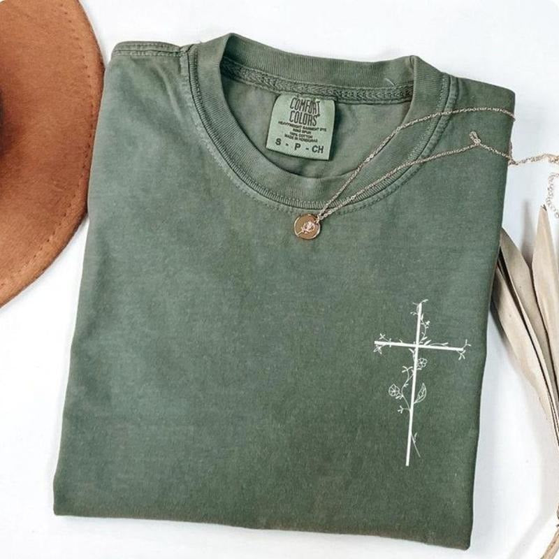 [Saleup to 75%]Comfort Colors Floral Cross Christian T-Shirt Faith Faith Apparel, Prayer Gift Christian Apparelfect Gift...