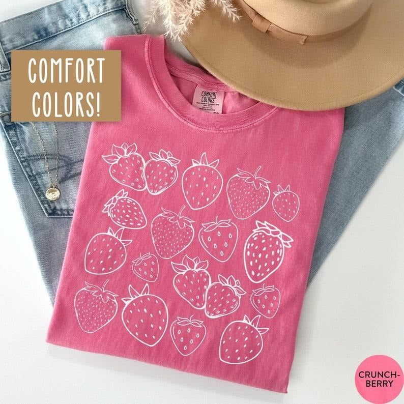 [Saleup to 75%]Strawberry Comfort Colors Cottagecore Shirt for Women Strawberry Shirt Strawberry Lover Gift for Gardener...