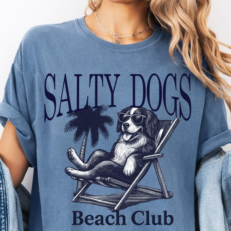 Salty Dogs Beach Club Bernese Shirt ~ Unisex Apparel Relaxed Fit Printed In The USA Clothing Womenswear Casual Comfort...