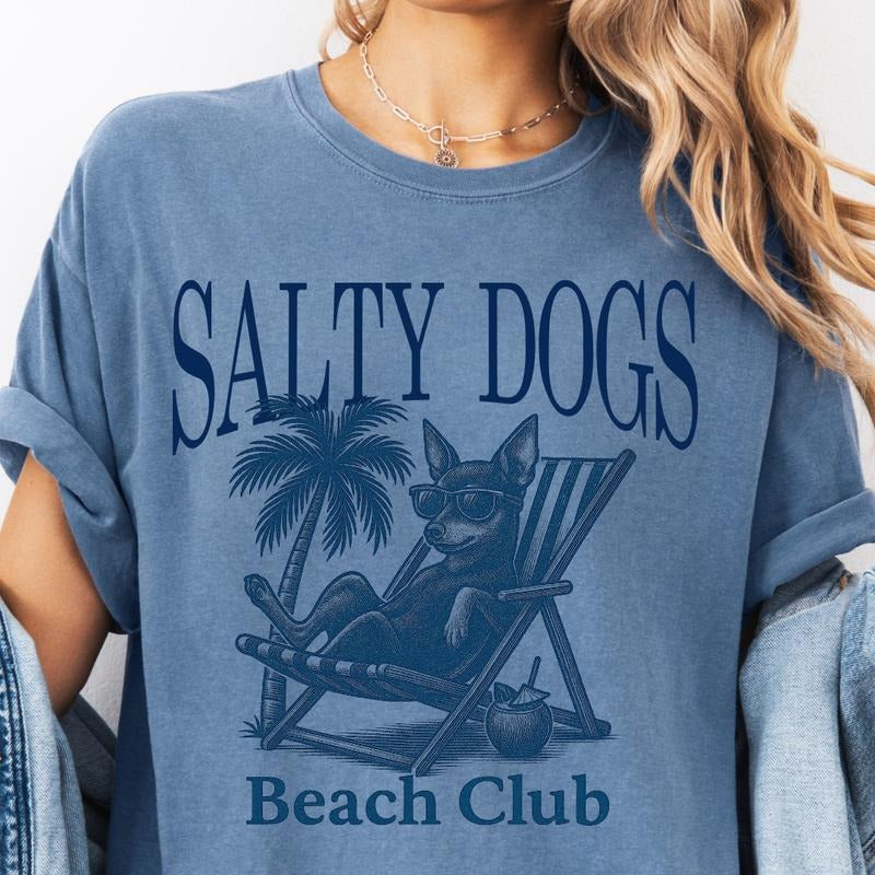 Salty Dogs Beach Club MINI PINCHER Shirt ~ Unisex Apparel Relaxed Fit Printed In The USA Clothing Womenswear Casual...