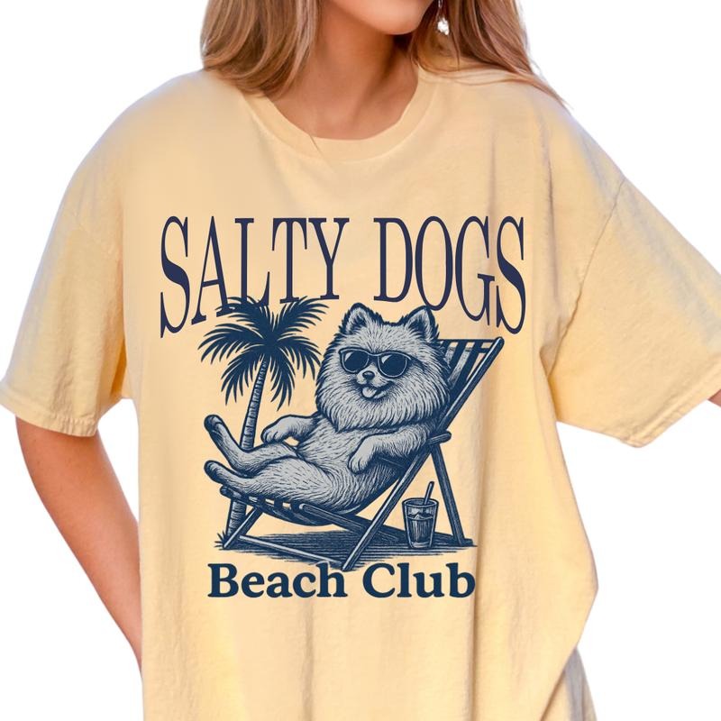 Salty Dogs Beach Club Pomeranian Shirt ~ Unisex Apparel Relaxed Fit Printed In The USA Clothing Womenswear Casual Comfort...