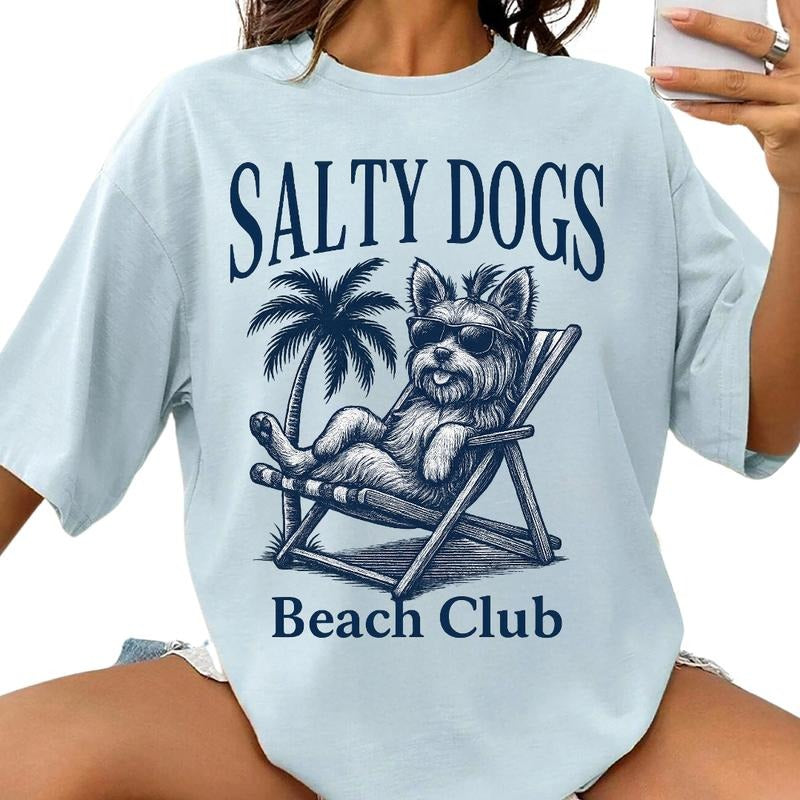 Salty Dogs Beach Club Yorkie Shirt ~ Unisex Apparel Relaxed Fit Printed In The USA Clothing Womenswear Casual Comfort...